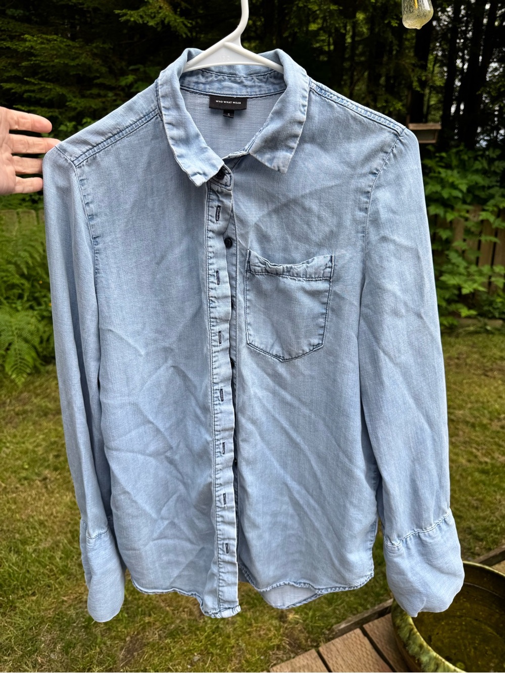 Who What Wear Light Blue Button-Down Denim Shirt
